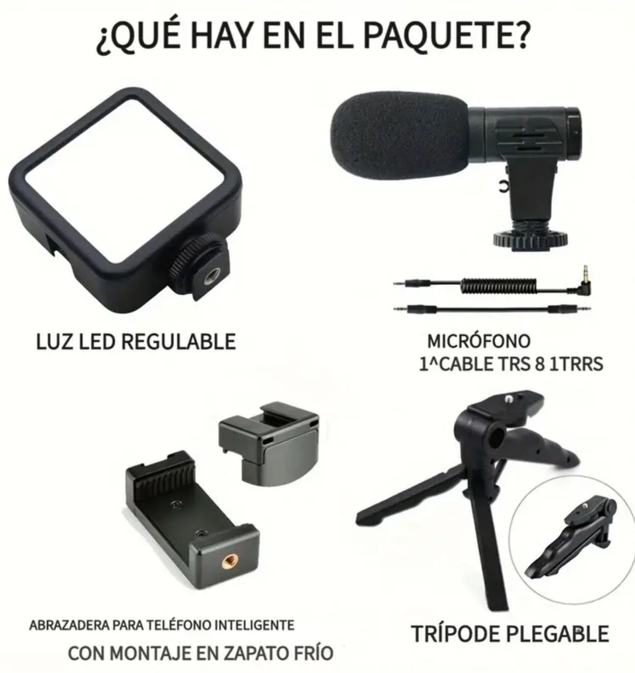 Kit De Grabación Con Micrófono Luz Led